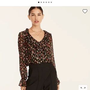 J.Crew ruffle neck top in midnight vintage floral
